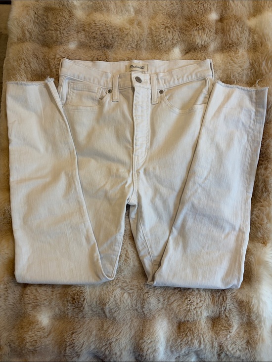 Madewell Denim - Madewell 11 inch high rise skinny jean size 28 off white/white raw hem